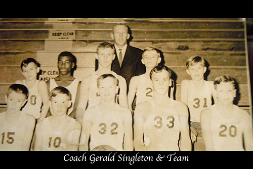 <coach gerald singleton and basketball team>